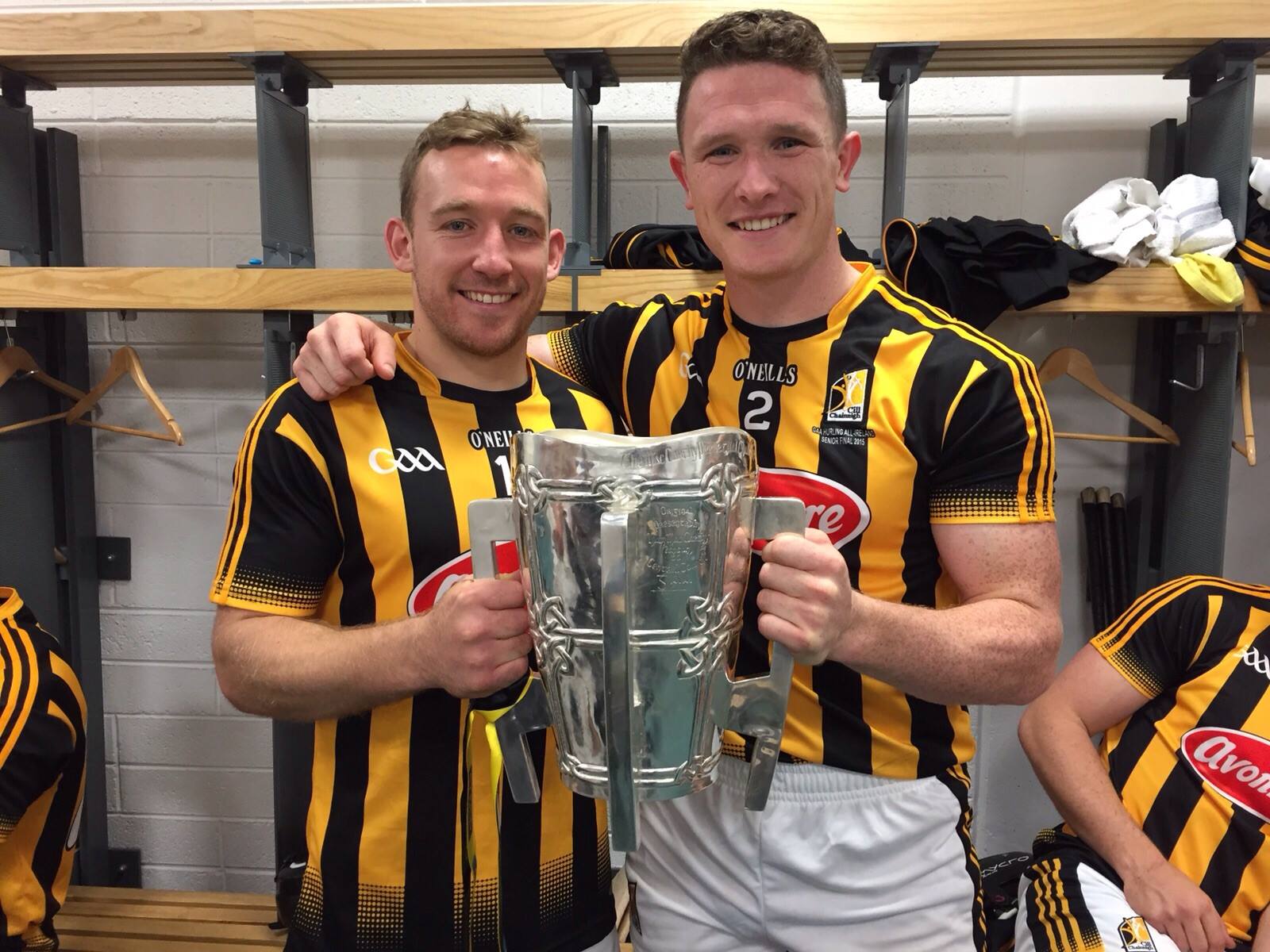 Kilkenny's Richie Hogan and Paul Murphy (both Danesfort) celebrate after the 2015 All-Ireland senior hurling final with the Liam McCarthy cup. Photo via Facebook