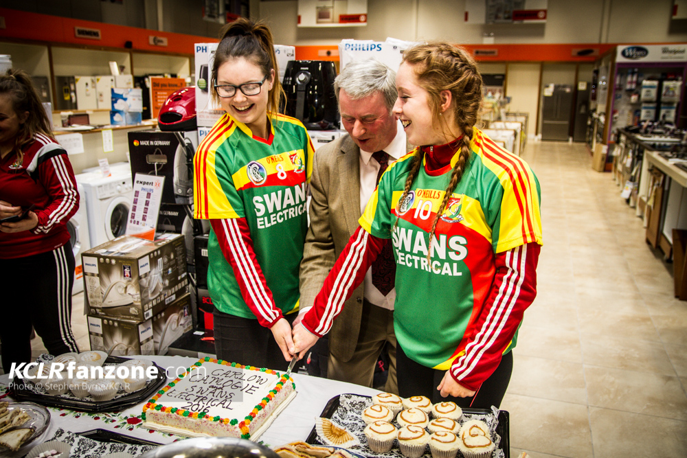 Carlow Camogie with Sean Swan at the launch of their new jersey