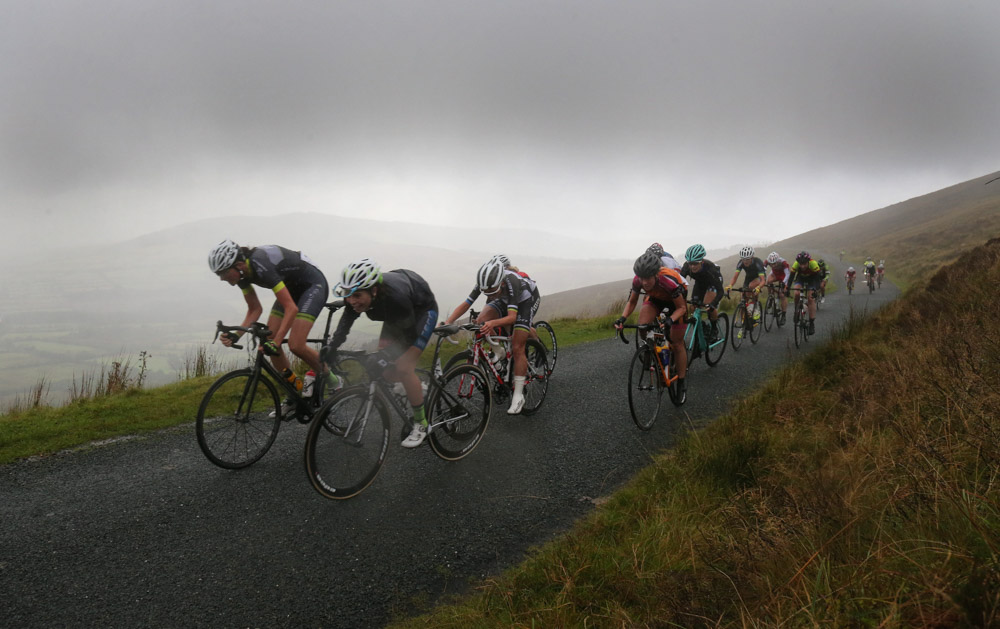 An Post Ras na mBan Stage 3 Kilkenny - Mount Leinster 9/9/2016 The chasing bunch nears the summit of Mount Leinster on todays stage Pic Lorraine O'Sullivan
