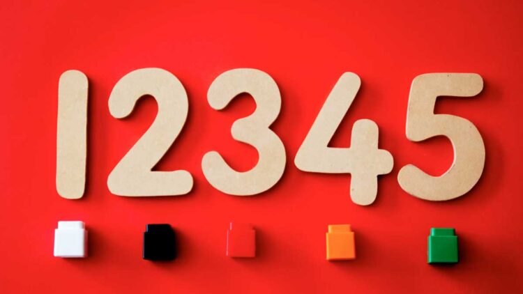 The numbers 1 through 5