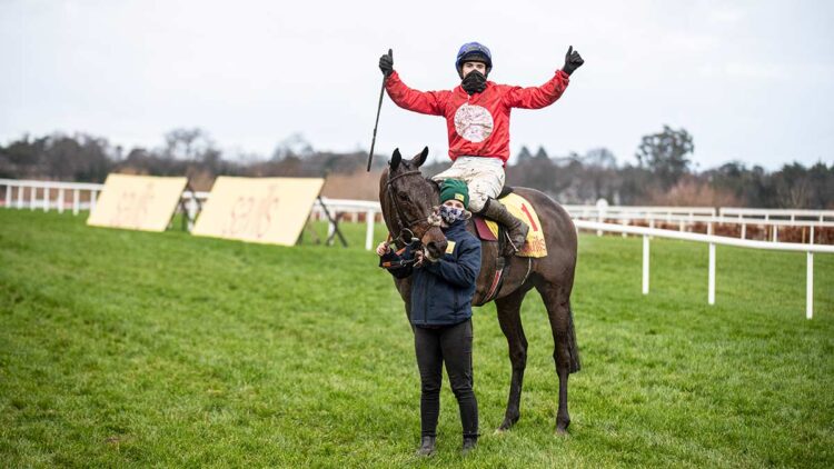 A Plus Tard ridden by Darragh O’Keeffe at Leopardstown, December 2020. Photo: Patrick McCann/Racing Post
