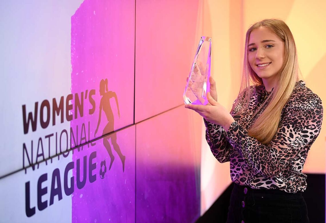 Ellen Molloy collects her Young Player of the Season award for 2020. Photo: SPORTSFILE