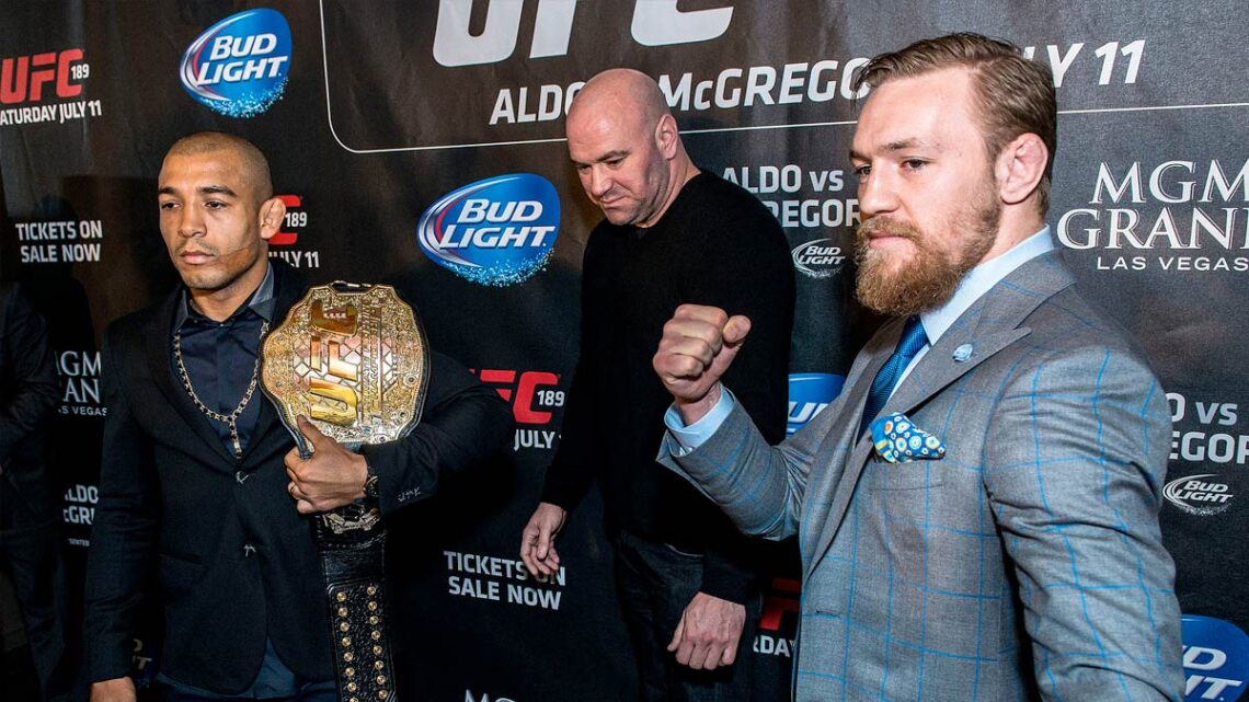 José Aldo, Dana White and Conor McGregor.