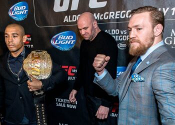 José Aldo, Dana White and Conor McGregor.