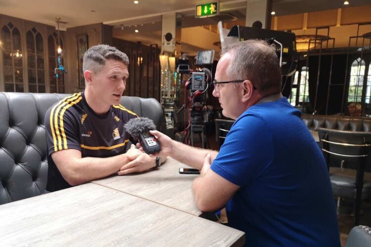 Paul Murphy chats with KCLR's Brendan Hennessy. Photo: Ken McGuire/KCLR