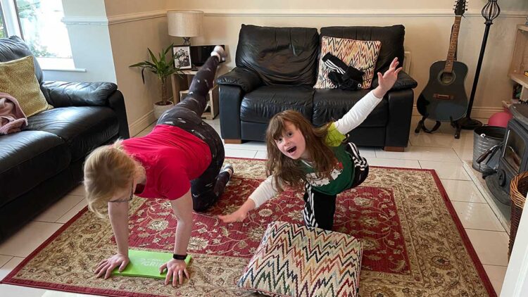 Working out at home with Eimear Ni Bhraonáin (L) and daughter Róise