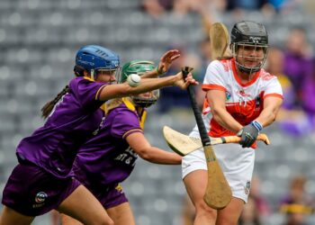 Armagh's Colette McSorley takes a shot on goal Mandatory Credit ©INPHO/Evan Treacy