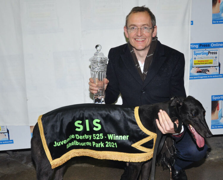 Kilkenny greyhound trainer Murt Leahy lands SIS Juvenile Derby with Droopys Gloss at Shelbourne Park