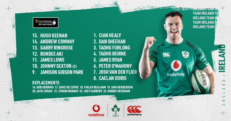Six changes to Ireland side for Saturday’s Six Nations clash with England.