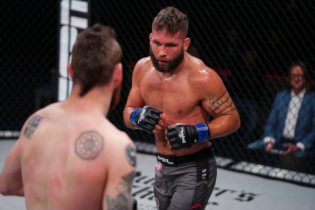 Jeremy Stephens (facing) v Clay Collard at PFL 1. Photo: PFL