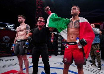 Myles Price and Anthony Pettis at PFL 3. Photo: Cooper Neill/PFL