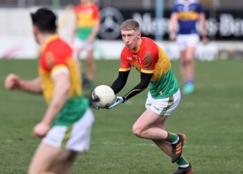 Shane Buggy in action for Carlow against Tipperary, March 2022. Photo courtesy Carlow GAA