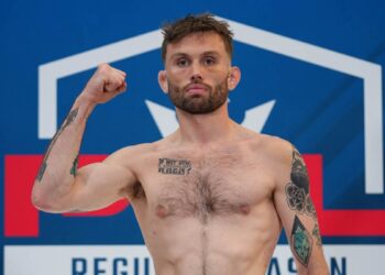 Myles Price at PFL 4 official weigh-ins, June 2022.