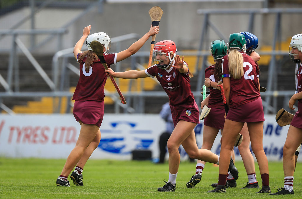 Galway's Lisa Casserly and Ciara Hickey celebrate Mandatory Credit ©INPHO/Evan Treacy
