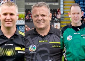 All Ireland Finals 2022 Referees L-R: Ray Kelly, Gavin Donegan, Mike Ryan