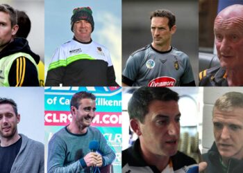 L-R: Edde Brennan, DJ Carey, Brian Dowling, Brian Cody (all top), Michael Fennelly, David Herity, Derek Lyng, Henry Shefflin (all bottom)