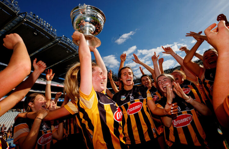 Kilkenny’s Aoife Prendergast celebrates Kilkenny's 2022 All-Ireland senior camogie win. Photo: ©INPHO/James Crombie
