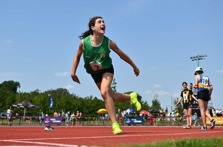 Emer Purtill, from Limerick, competes in the girls javelin U14 & O12, during the Aldi Community Games National Track and Field Finals that attract over 2,000 children to SETU Carlow Sports Campus in Carlow. Photo by Ramsey Cardy/Sportsfile