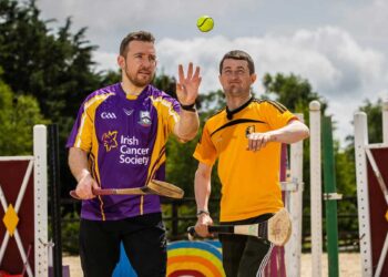 Kilkenny hurler Richie Hogan and Group 1 winning jockey Shane Foley are gearing up for the 10th renewal of Hurling for Cancer Research. Photo: HRI