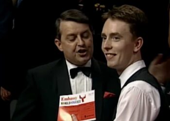 Ken Doherty, pictured having won the 1997 World Snooker championship. Screegrab: World Snooker Tour/YouTube