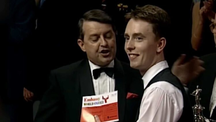 Ken Doherty, pictured having won the 1997 World Snooker championship. Screegrab: World Snooker Tour/YouTube