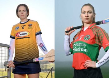 Clonduff's Fionnuala Carr and James Stephens' Emma Gaffney. Photos: Ramsey Cardey, David Fitzgerald/Inpho