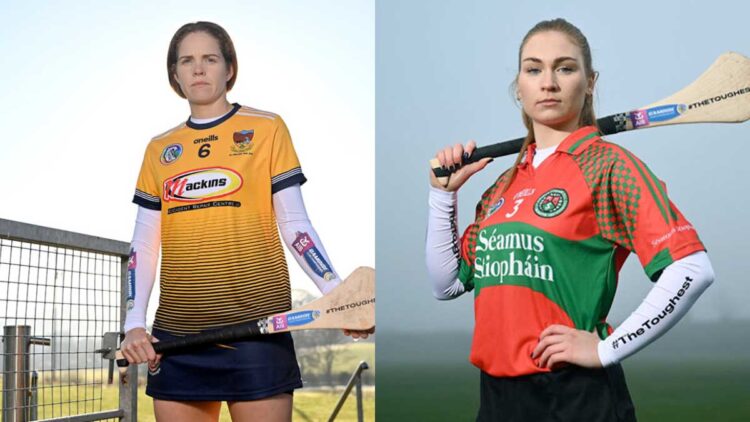 Clonduff's Fionnuala Carr and James Stephens' Emma Gaffney. Photos: Ramsey Cardey, David Fitzgerald/Inpho