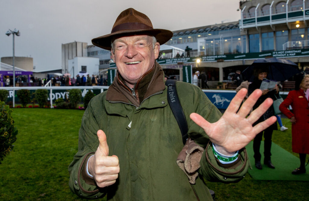 Trainer Willie Mullins celebrates 6 winners on Day 2 of Leopardstown in 2022 Mandatory Credit ©INPHO/Morgan Treacy