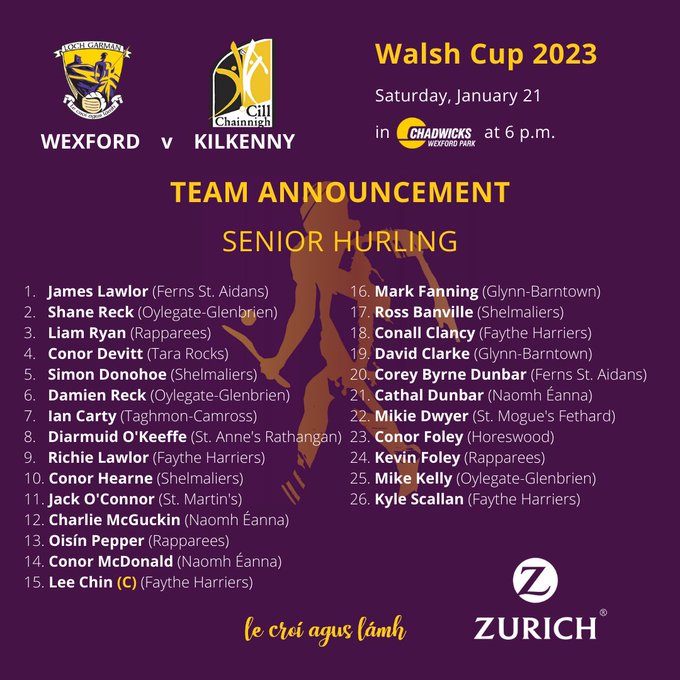 O'Byrne Cup, Walsh Cup & League Fixtures 2023 - Wexford GAA