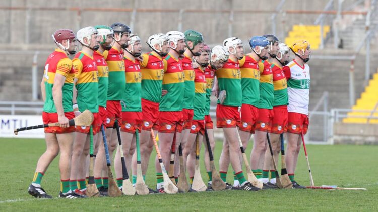 Carlow's senior hurlers at Austin Stack Park, February 2023. Photo: Pat Ahern/Carlow GAA