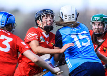 Aisling Maher is tackled by Libby Coppinger 18/2/2023