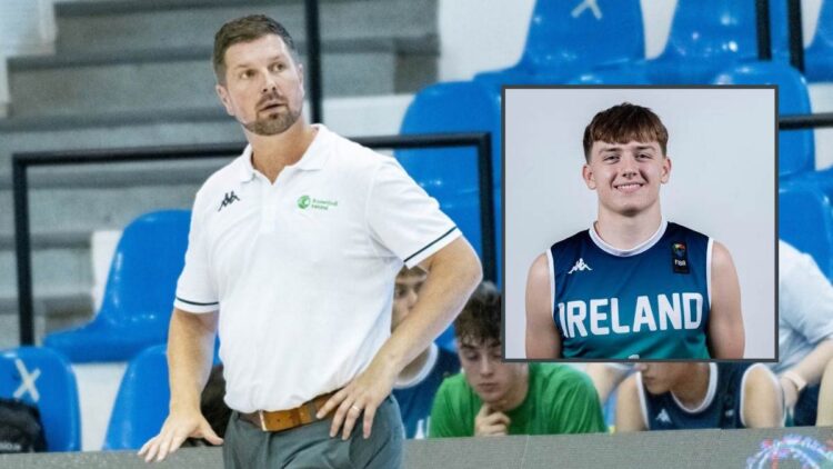 Ireland coach Paul Kelleher with Jack Kehoe (inset)