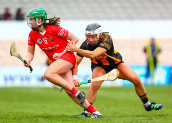 Cork’s Cliona Healy in action against Kilkenny’s Niamh Deely. Photo: ©INPHO/Ken Sutton