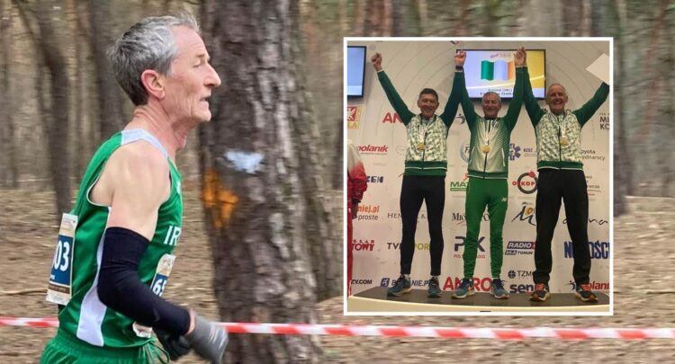 Tommy Payne (left) of Tinryland AC and (inset) M65 8k Team Ireland