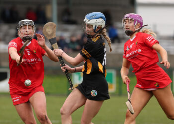 Ashling Moloney and Meadhbh Ring tackle Danielle Quigley 15/4/2023