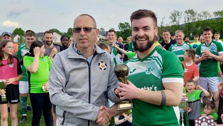 Carlow & District League's Brian O'Reilly with New Oak Boys' Cody Mulhall