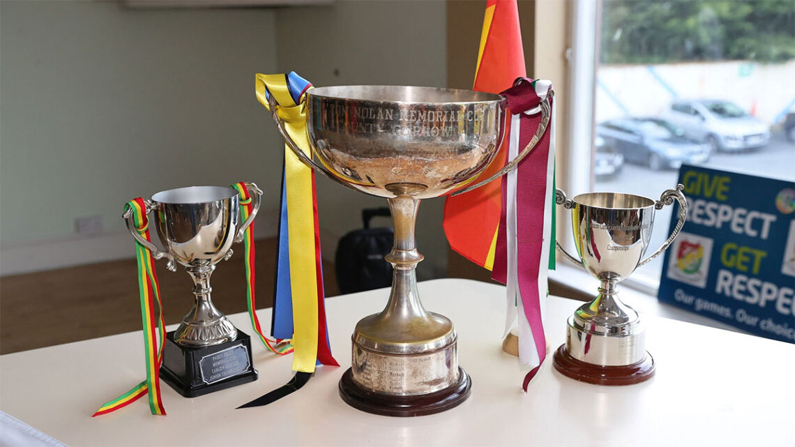 Carlow camogie championship trophies. Photo: County Carlow Camogie/Facebook