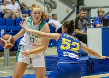 Lucy Coogan v Romania, FIBA U20 Women's European Championships 2023. Photo: Basketball Ireland
