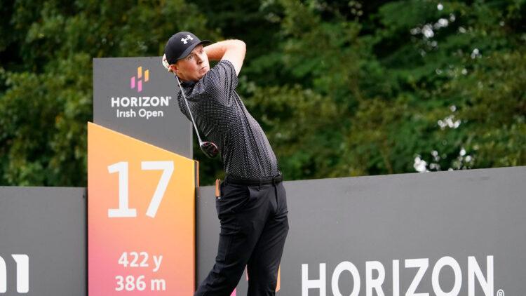 Mark Power tees off on 17 during the final round at the Horizon Irish Open at The K Club. Photo: Fran Caffrey / Golffile.