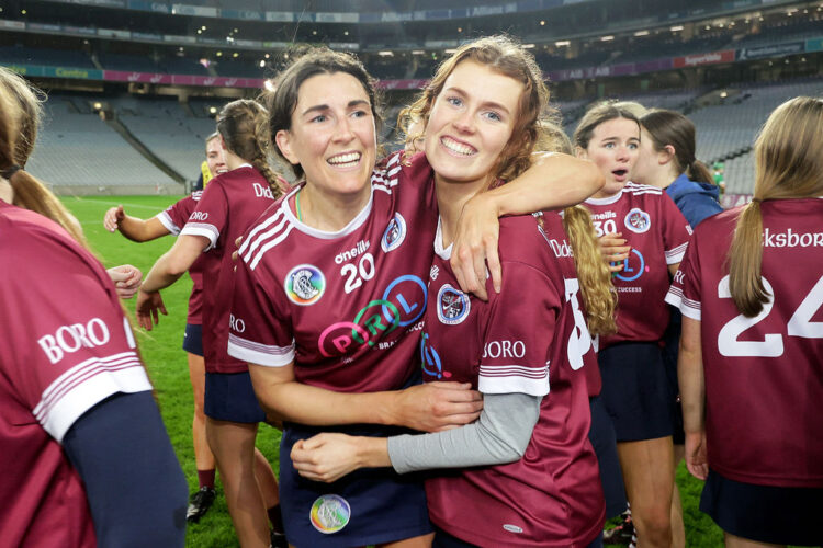 Lucinda Gahan and Caoimhe Carroll celebrate after the game 17/12/2023. Mandatory Credit ©INPHO/Laszlo Geczo