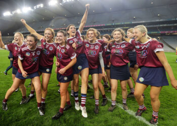 Dicksboro celebrate the All-Ireland senior club camogie victory over Sarsfields in Croke Park. Mandatory Credit ©INPHO/Laszlo Geczo